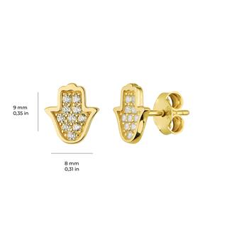 14 Ayar Altın Taşlı Fatma Ana Eli Küpe