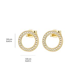 14 Ayar Taşlı Yuvarlak Altın Taşlı Küpe