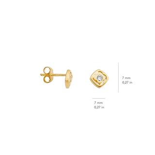 14 Ayar Altın Tek Taşlı Yonca Küpe