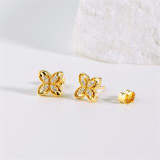 14 Ayar Altın İtalyan Modern Taşlı Küpe