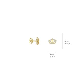 14 Ayar Altın Prenses Taç Taşlı Küpe