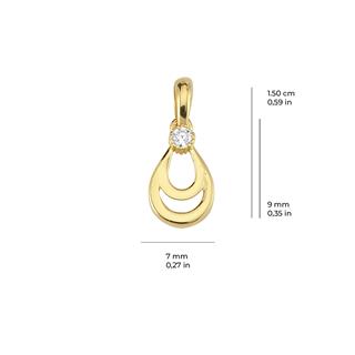 14 Ayar Altın Tek Taşlı Damlı Kolye Ucu