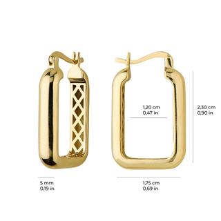 14 Ayar İtalyan Dikdörtgen Altın Küpe