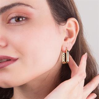 14 Ayar İtalyan Dikdörtgen Altın Küpe