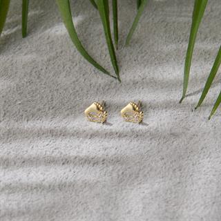 14 Ayar Altın Taşlı Ayak İzi Küpe