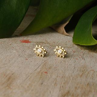 14 Ayar Altın Göz Şans Küpe