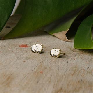 14 Ayar Altın Panda Çocuk  Küpe