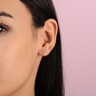 14 Ayar Altın Yapraklı Küpe