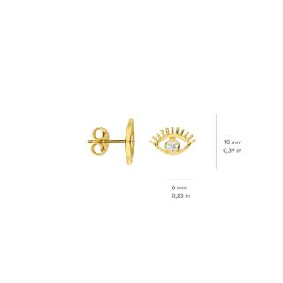 14 Ayar Altın Göz Şans Küpe