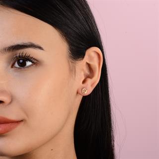 14 Ayar Altın Yapraklı Küpe