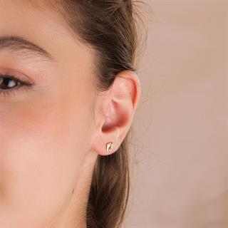 14 Ayar Altın Taşlı Ayak İzi Küpe