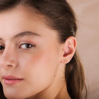 14 Ayar Altın Noktalı Elma Küpe