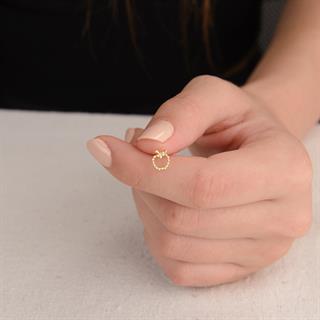 14 Ayar Altın Noktalı Elma Küpe