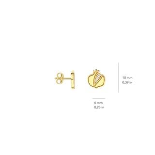 14 Ayar Altın Taşlı Nar Şans Küpe