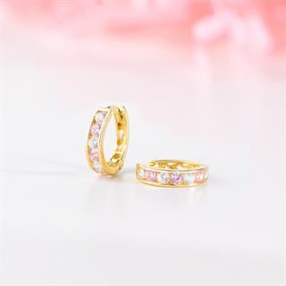 8 Ayar Altın Taşlı Halka Çocuk Küpesi