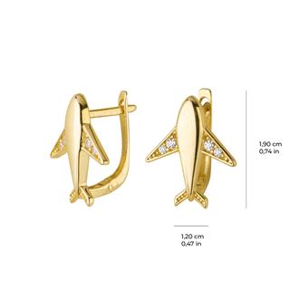 14 Ayar Altın Taşlı Uçak Küpe