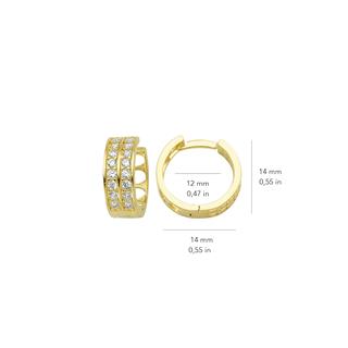 14 Ayar Çift Sıra Taşlı Halka Altın Küpe