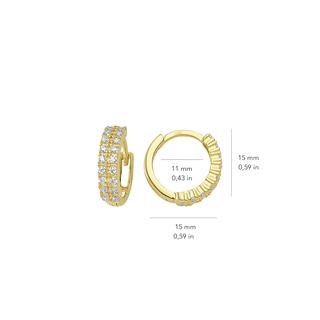 14 Ayar Çift Sıra Taşlı Halka Altın Küpe