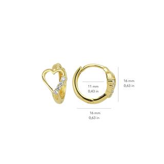 14 Ayar Kalp Taşlı Halka Altın Küpe