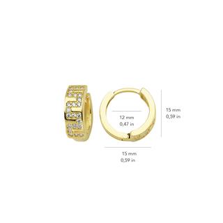 14 Ayar Taşlı Desenli Halka Altın Küpe