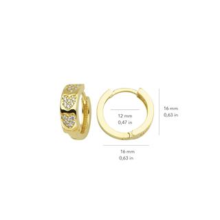 14 Ayar Taşlı Kalp Halka Altın Küpe