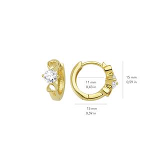 14 Ayar Tek Taşlı Kalp Halka Altın Küpe