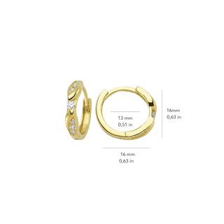 14 Ayar Tek Taşlı Modern Halka Altın Küpe