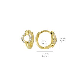 14 Ayar Yuvarlak Taşlı Halka Altın Küpe