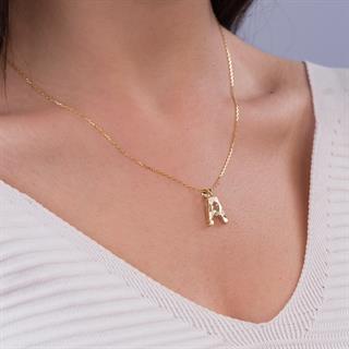 14 Ayar Altın A Harfi Kolye Ucu