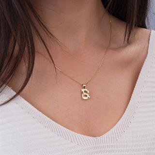 14 Ayar Altın B Harfi Kolye Ucu