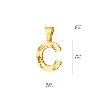 14 Ayar Altın C Harfi Kolye Ucu