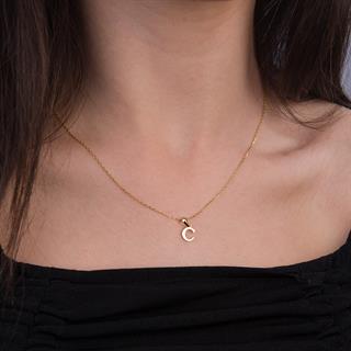 14 Ayar Altın C Harfi Kolye Ucu