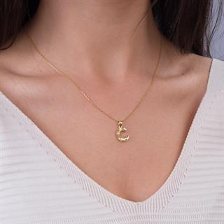 14 Ayar Altın C Harfi Kolye Ucu