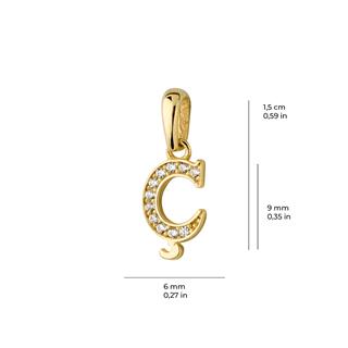 14 Ayar Altın Ç Harfi Taşlı Kolye Ucu