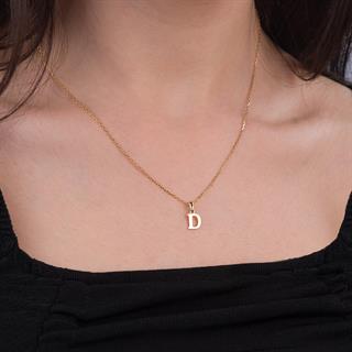 14 Ayar Altın D Harfi Kolye Ucu