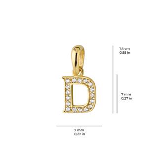 14 Ayar Altın D Harfi Taşlı Kolye Ucu