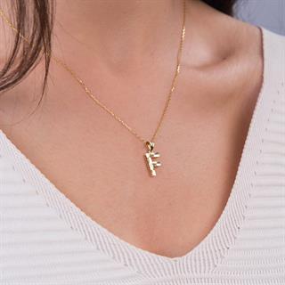 14 Ayar Altın F Harfi Kolye Ucu