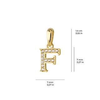 14 Ayar Altın F Harfi Taşlı Kolye Ucu