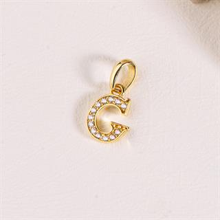 14 Ayar Altın G Harfi Taşlı Kolye Ucu