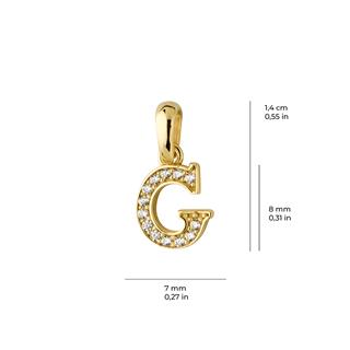 14 Ayar Altın G Harfi Taşlı Kolye Ucu