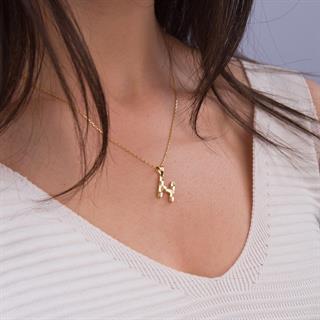 14 Ayar Altın H Harfi Kolye Ucu