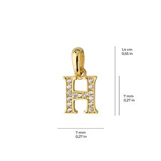 14 Ayar Altın H Harfi Taşlı Kolye Ucu