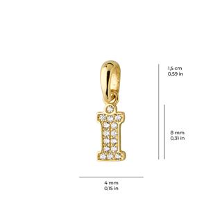 14 Ayar Altın İ Harfi Taşlı Kolye Ucu