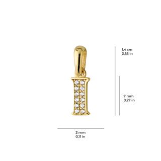 14 Ayar Altın I Harfi Taşlı Kolye Ucu
