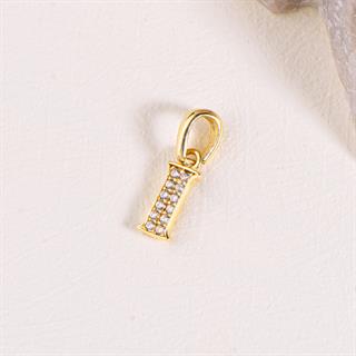 14 Ayar Altın I Harfi Taşlı Kolye Ucu