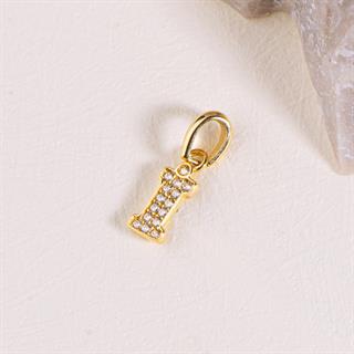 14 Ayar Altın İ Harfi Taşlı Kolye Ucu