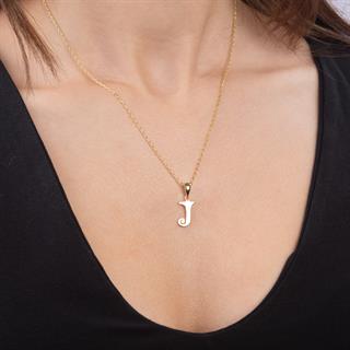 14 Ayar Altın J Harfi Kolye Ucu