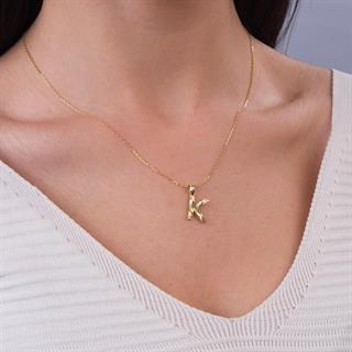 14 Ayar Altın K Harfi Kolye Ucu