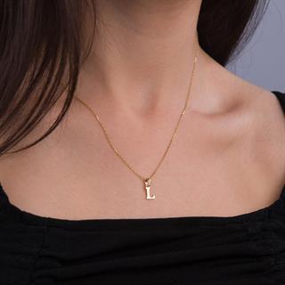 14 Ayar Altın L Harfi Kolye Ucu