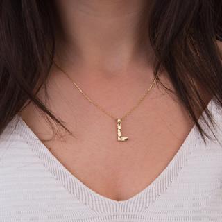 14 Ayar Altın L Harfi Kolye Ucu